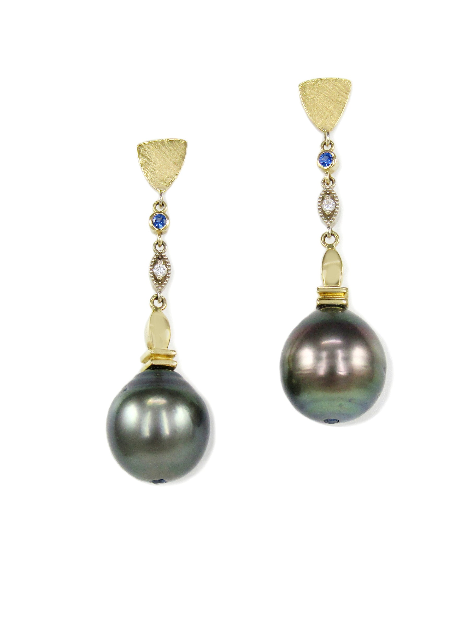 Contemporary Tahitian Pearl Drop Earrings