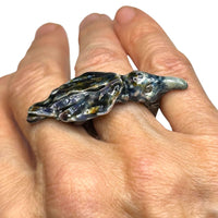 Enameled Ravin Talisman Statement Ring