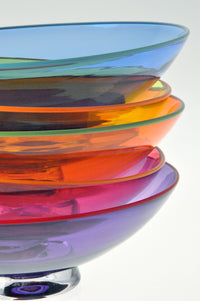 top to bottom: Light Cobalt, Lime Green, Orange, Ruby Red, Purple