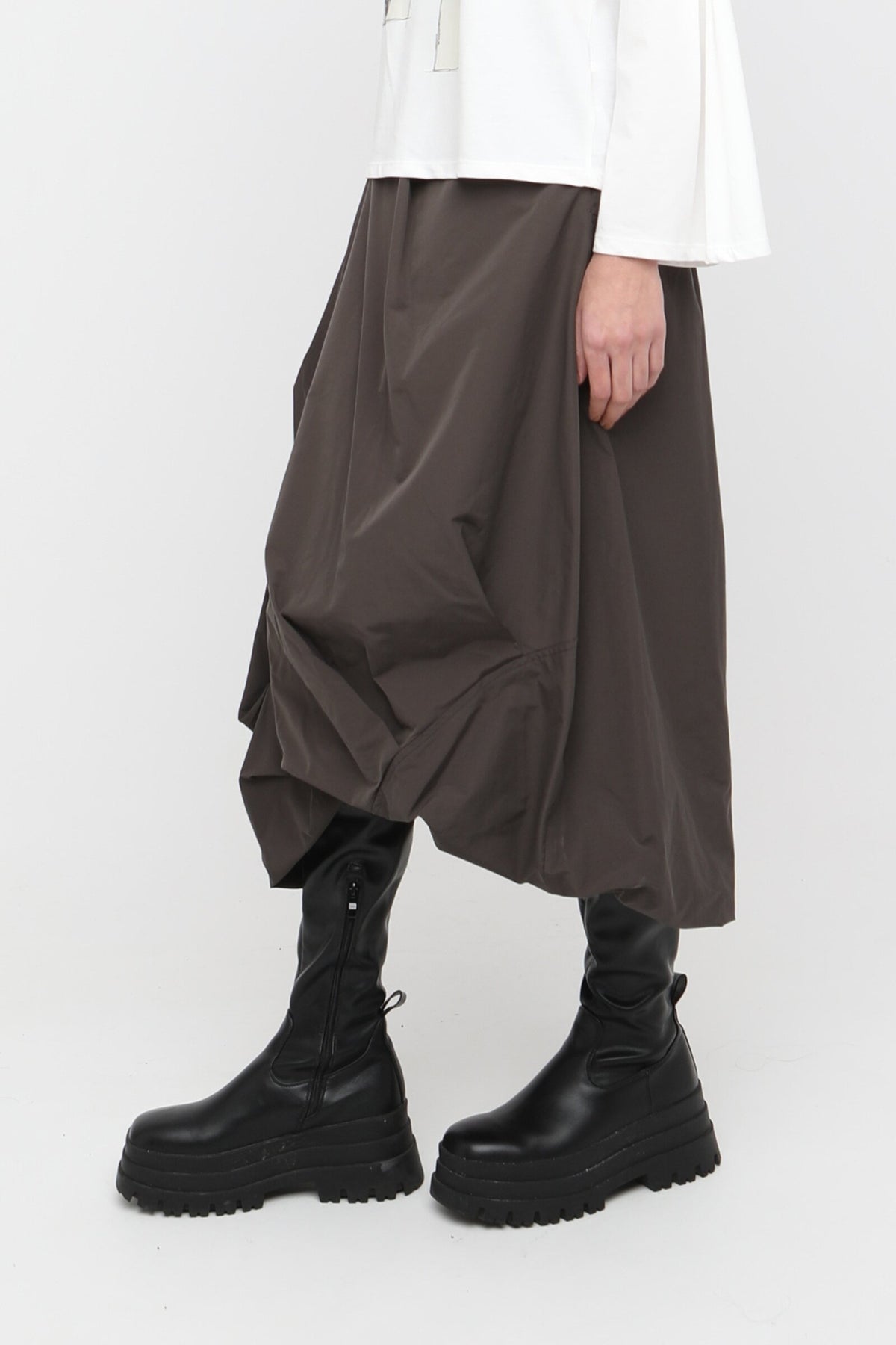 Tucked Taffeta Skirt