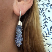 Ceylon Sapphire Briolette Cascade Earrings in Platinum with Diamonds