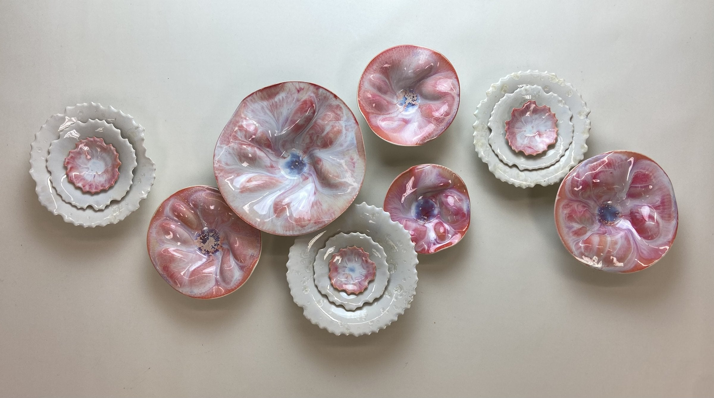 Coral and Ivory Wall Installation, Set 2