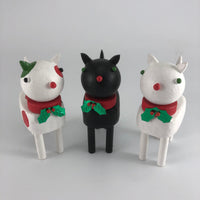 left to right: Red and Green Calico