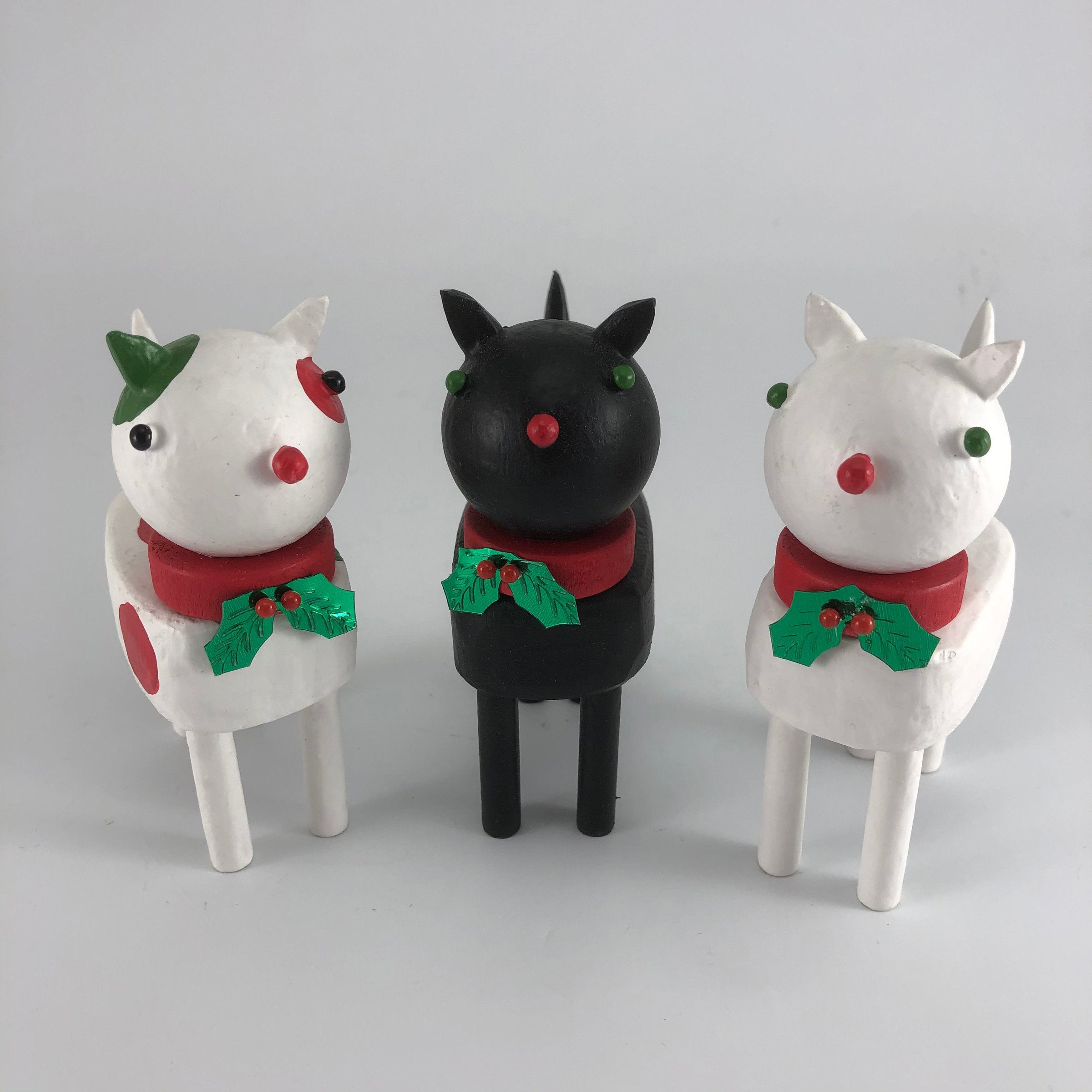 left to right: Red and Green Calico
