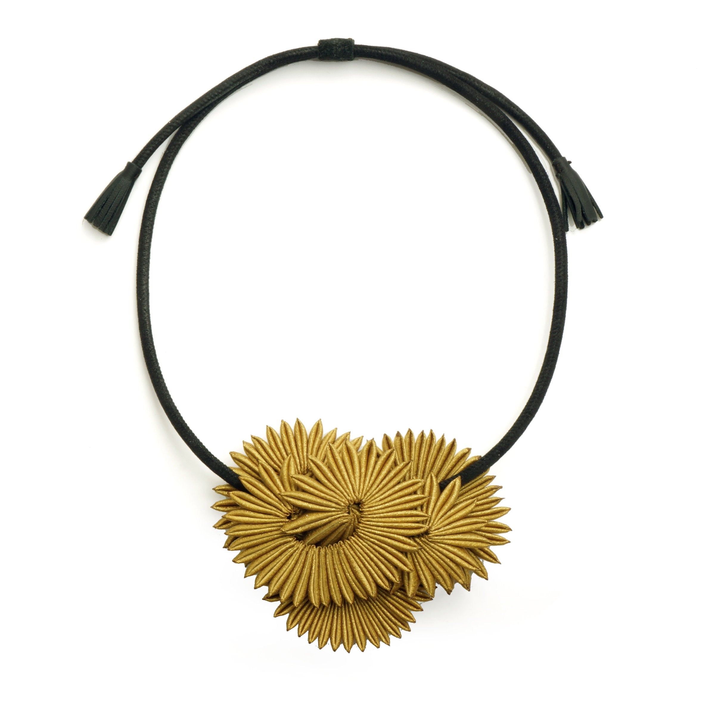 Gold Chrysanthemum Slide Necklace