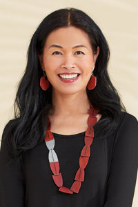 red, shown with the longest year necklace