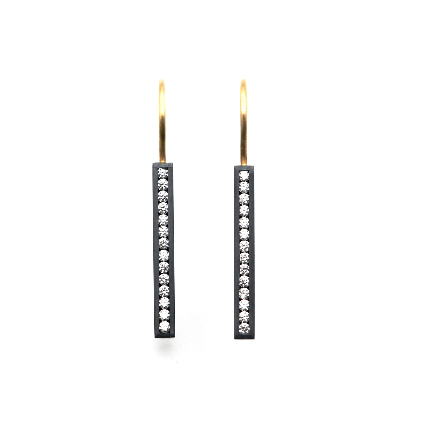 Oxidized Diamond Box Earrings