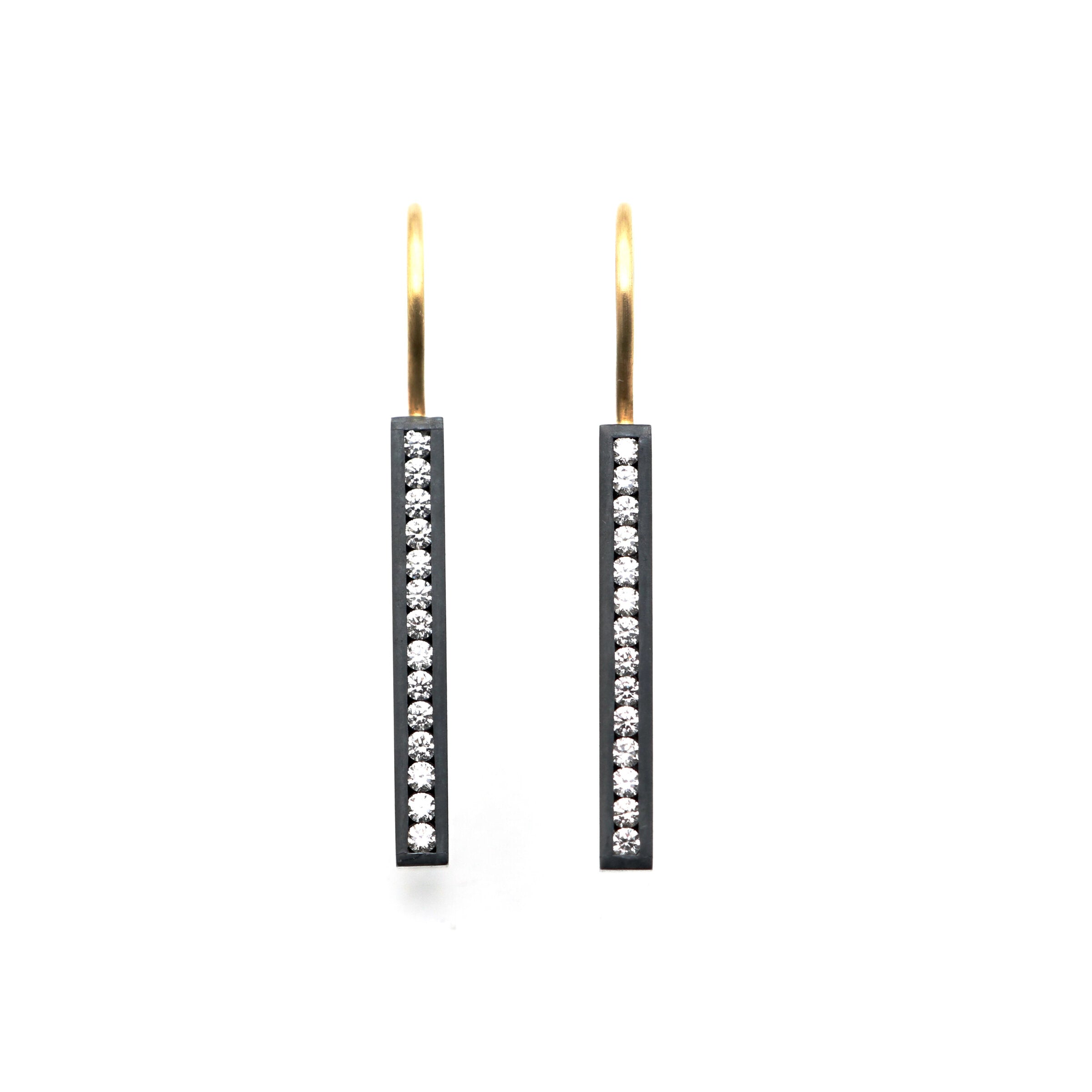 Oxidized Diamond Box Earrings