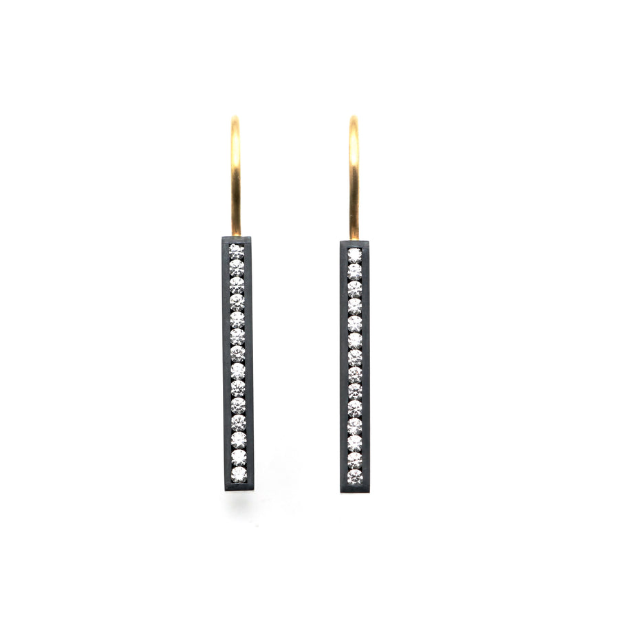 Oxidized Diamond Box Earrings