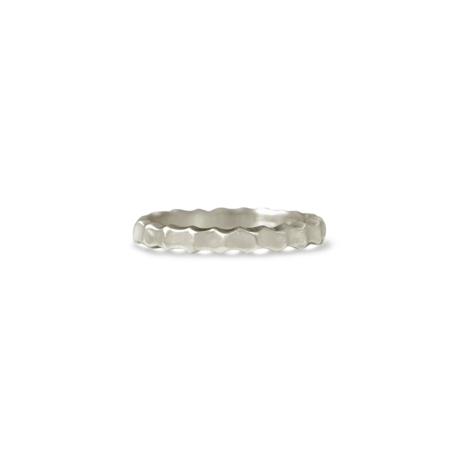 18k White Gold, Wide Ridged