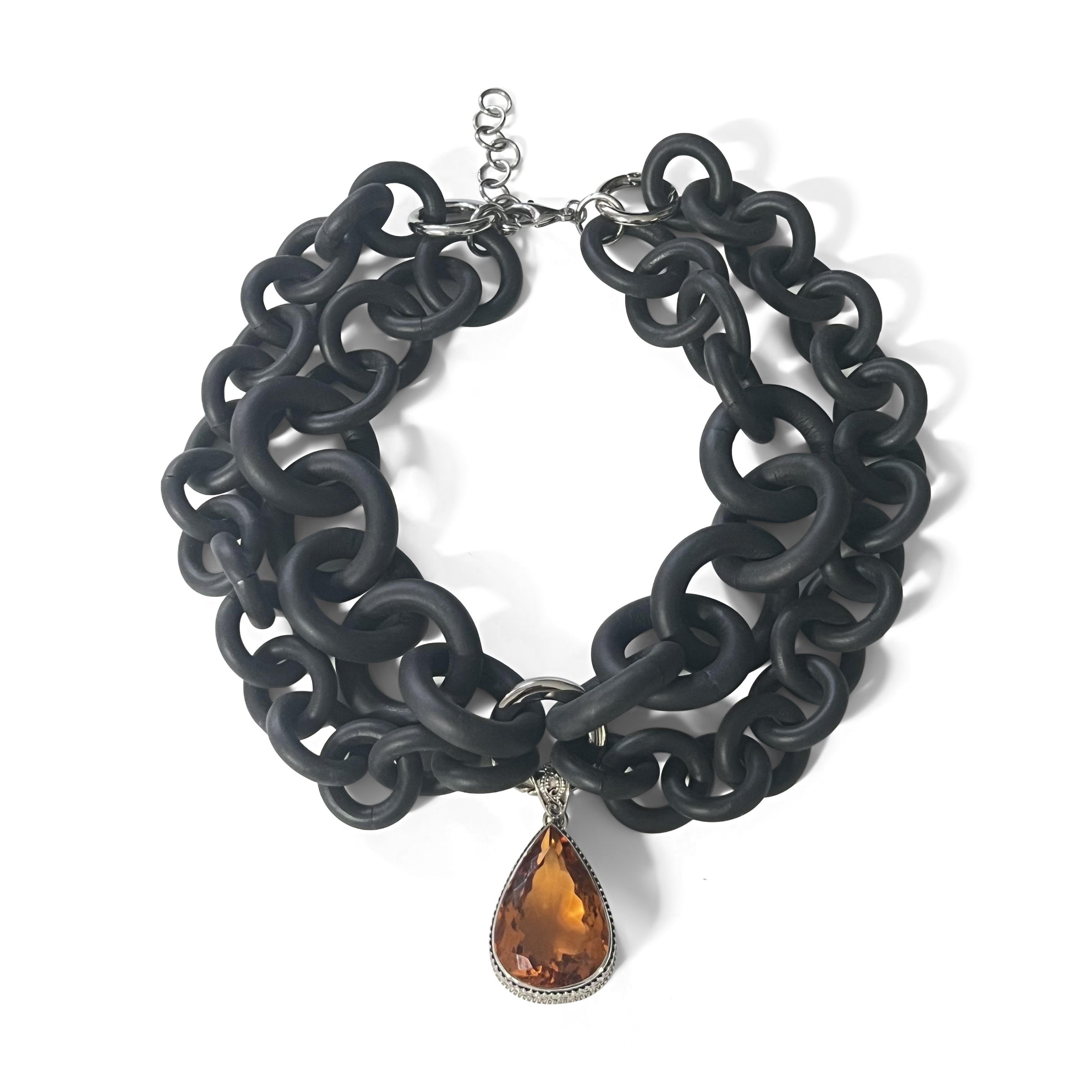 Orange Quartz Convertible Rubber Necklace