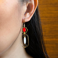 Red & White Art Deco Earrings