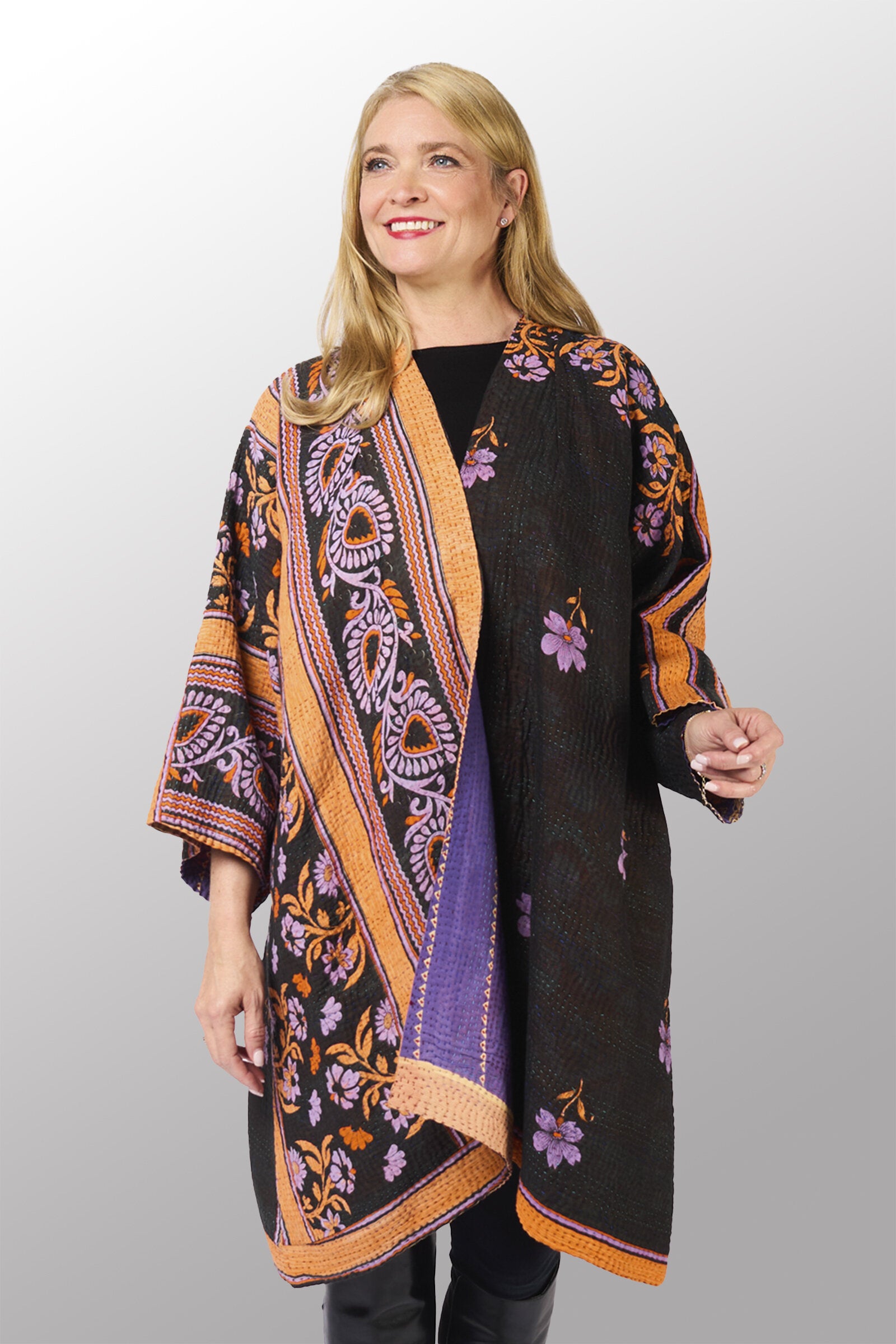 Vintage Cotton Kantha Kimono Duster