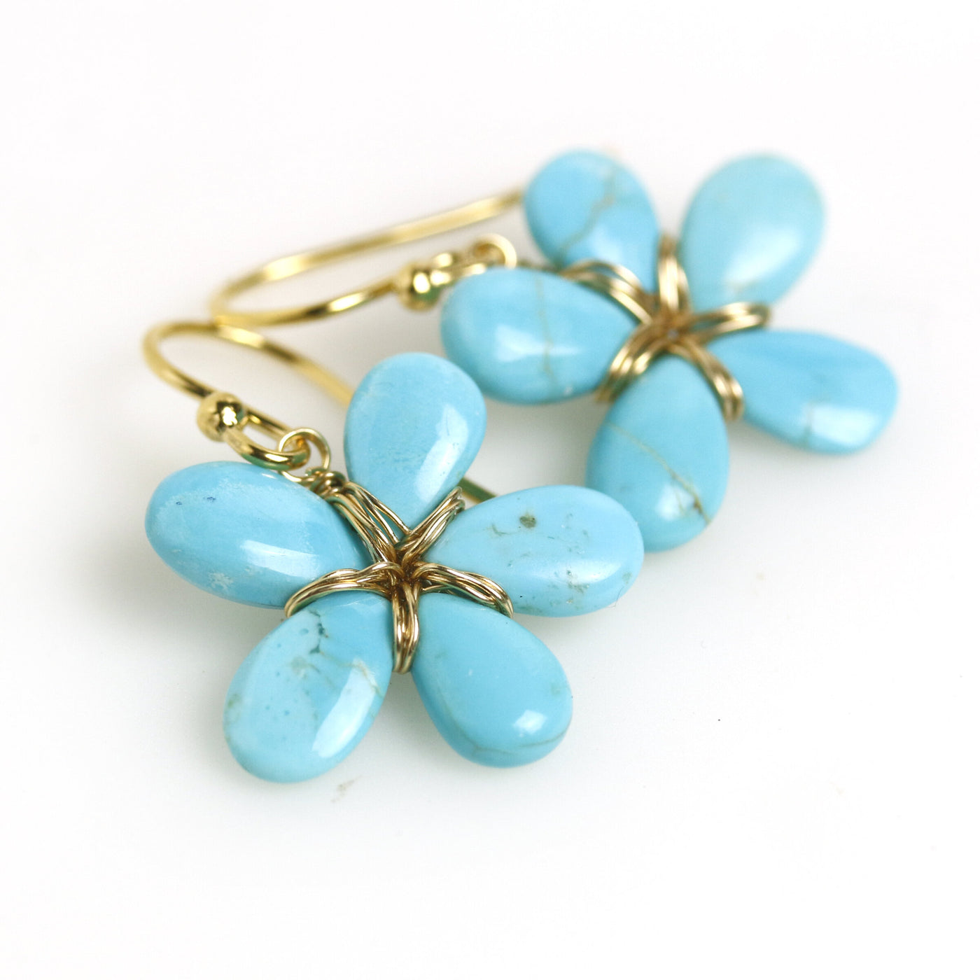 Sleeping Beauty Turquoise Flower Earrings