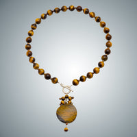 Tiger Eye, Pearls & Silver Necklace