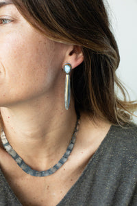 Split Reed Earrings with Moonstones
