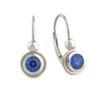 Simplicity Series Ear Wires in Platinum + Blue Sapphire