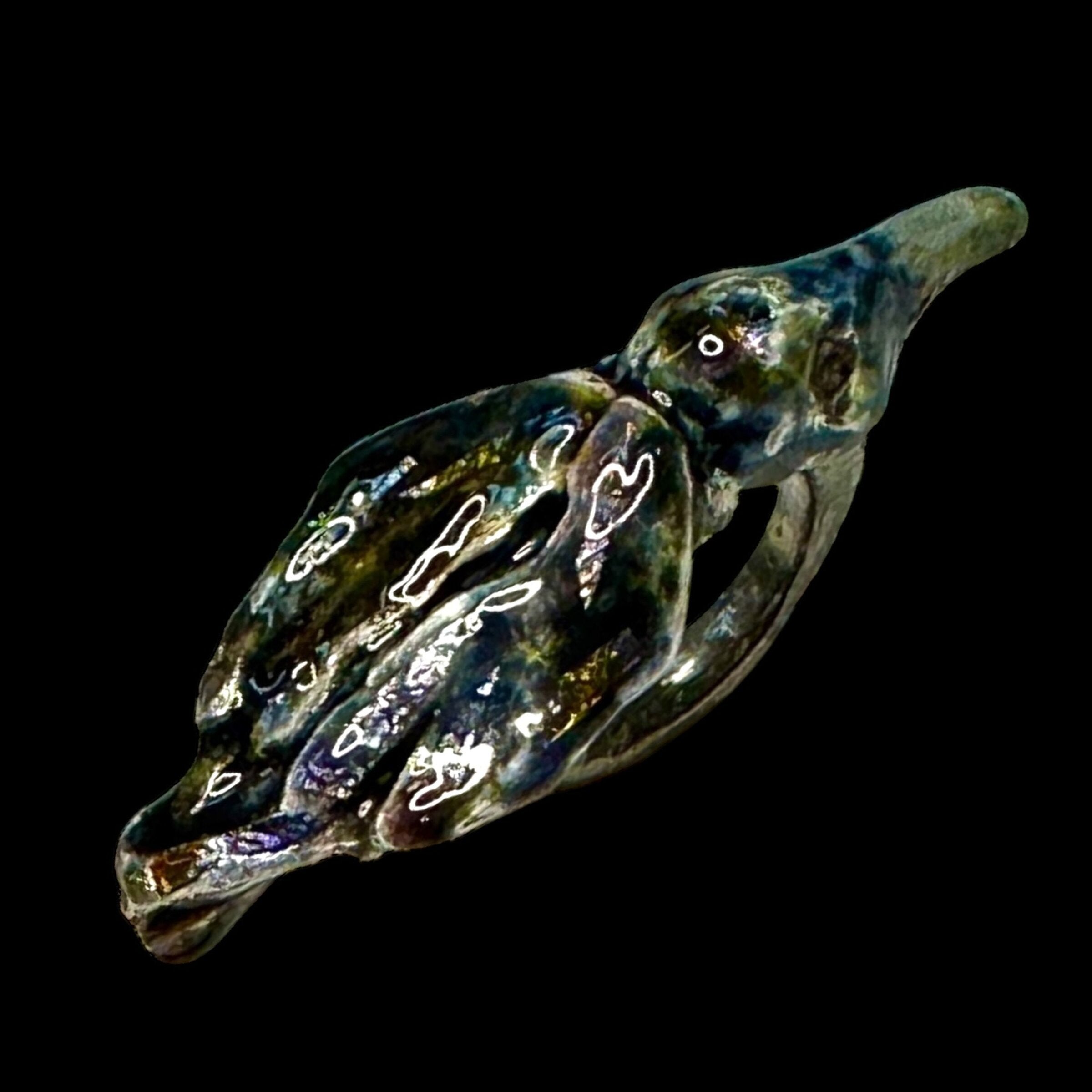 Enameled Ravin Talisman Statement Ring