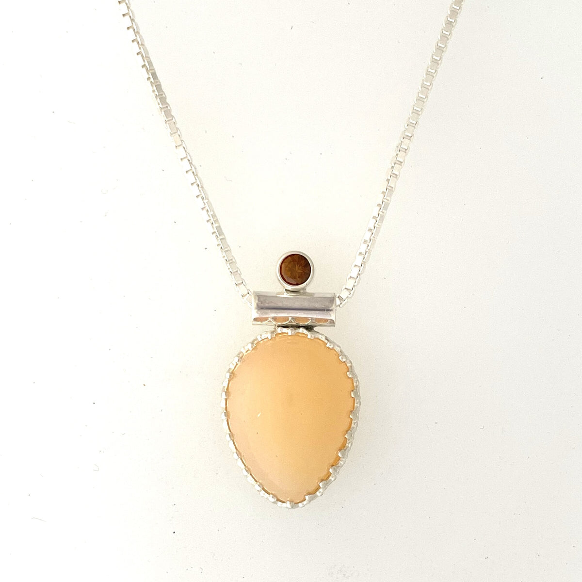 Peach Moonstone Crown Pendant
