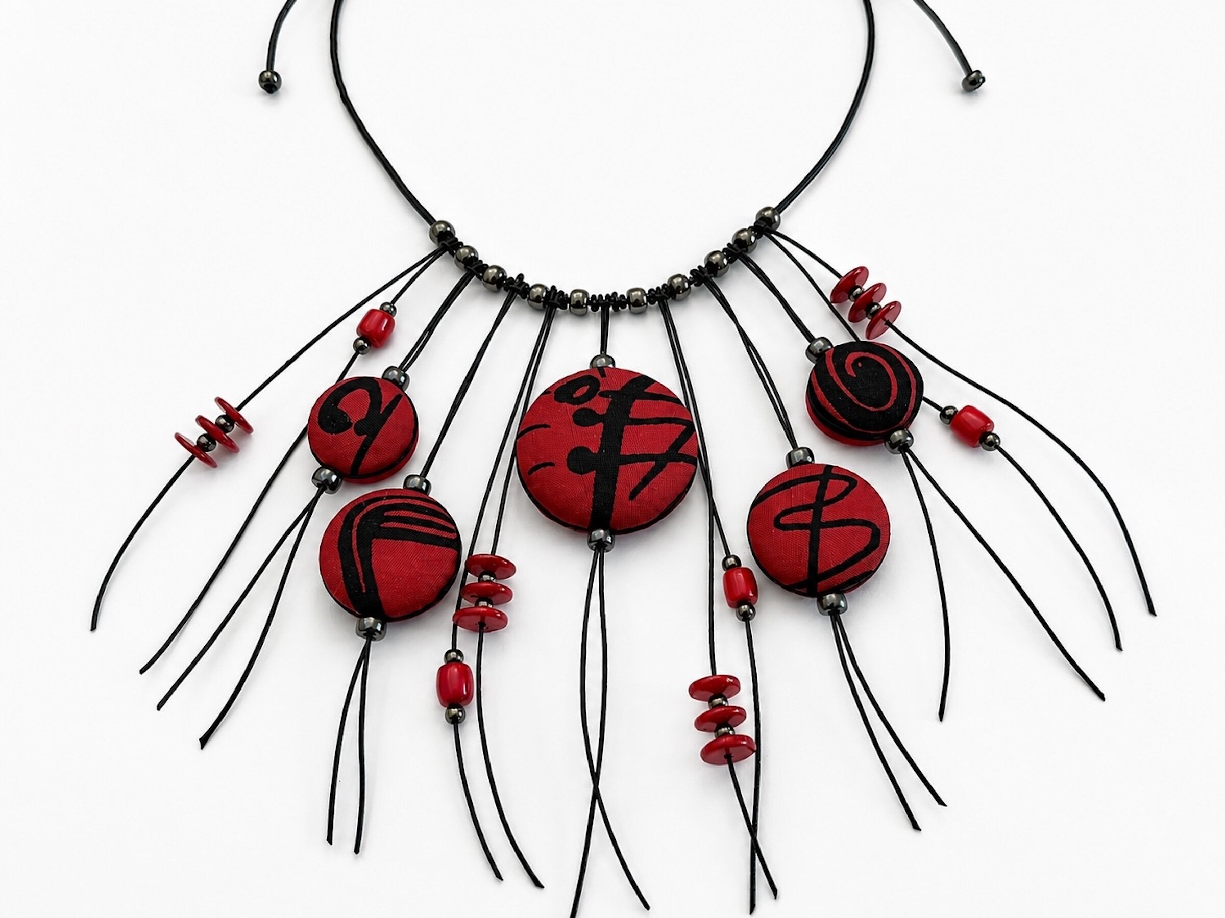Scarlet Cascade Reversible Silk Necklace