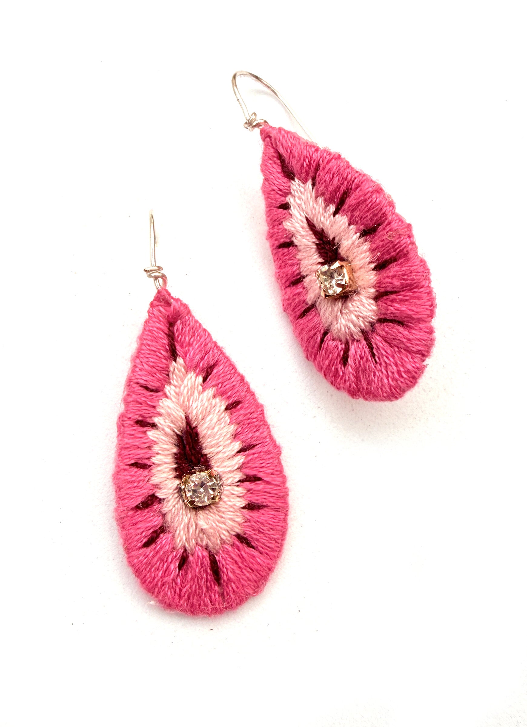 Pink Rhinestone Drop Earrings