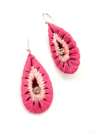 Pink Rhinestone Drop Earrings
