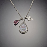 Lotus Charm Necklace with Pink Tourmaline