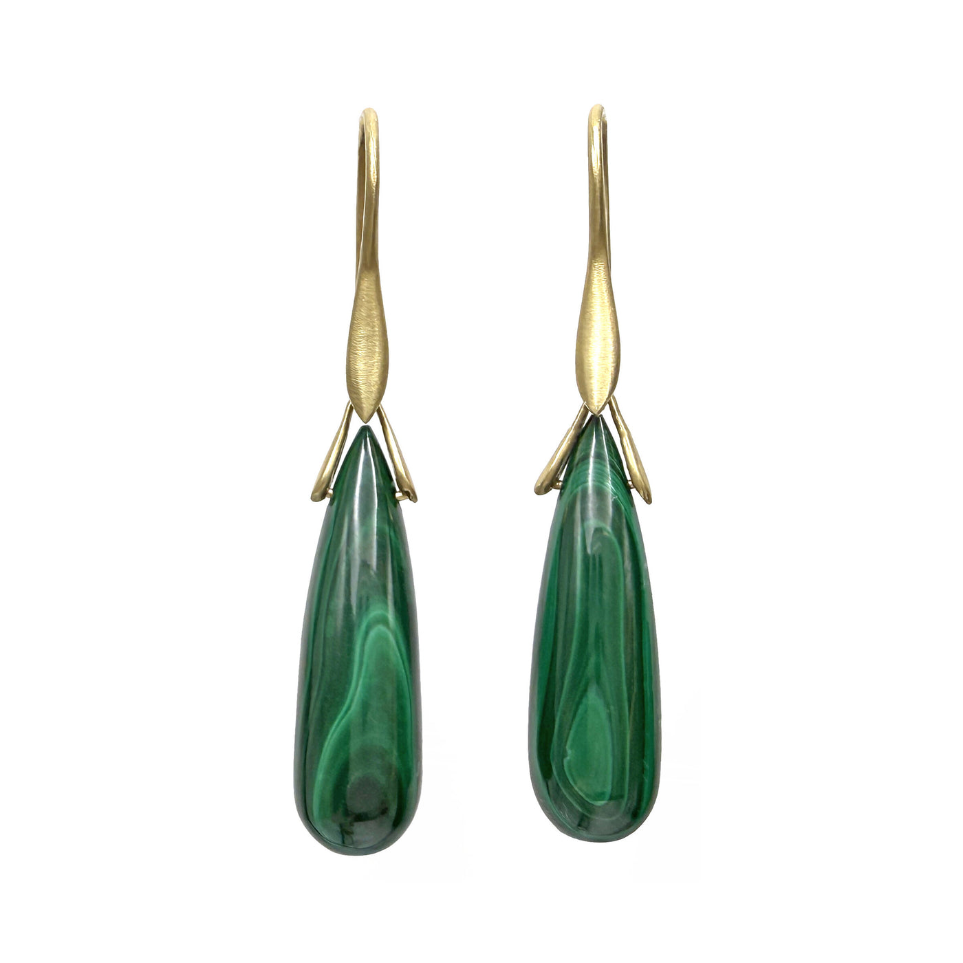 Malachite Briolette Trapeze Earrings