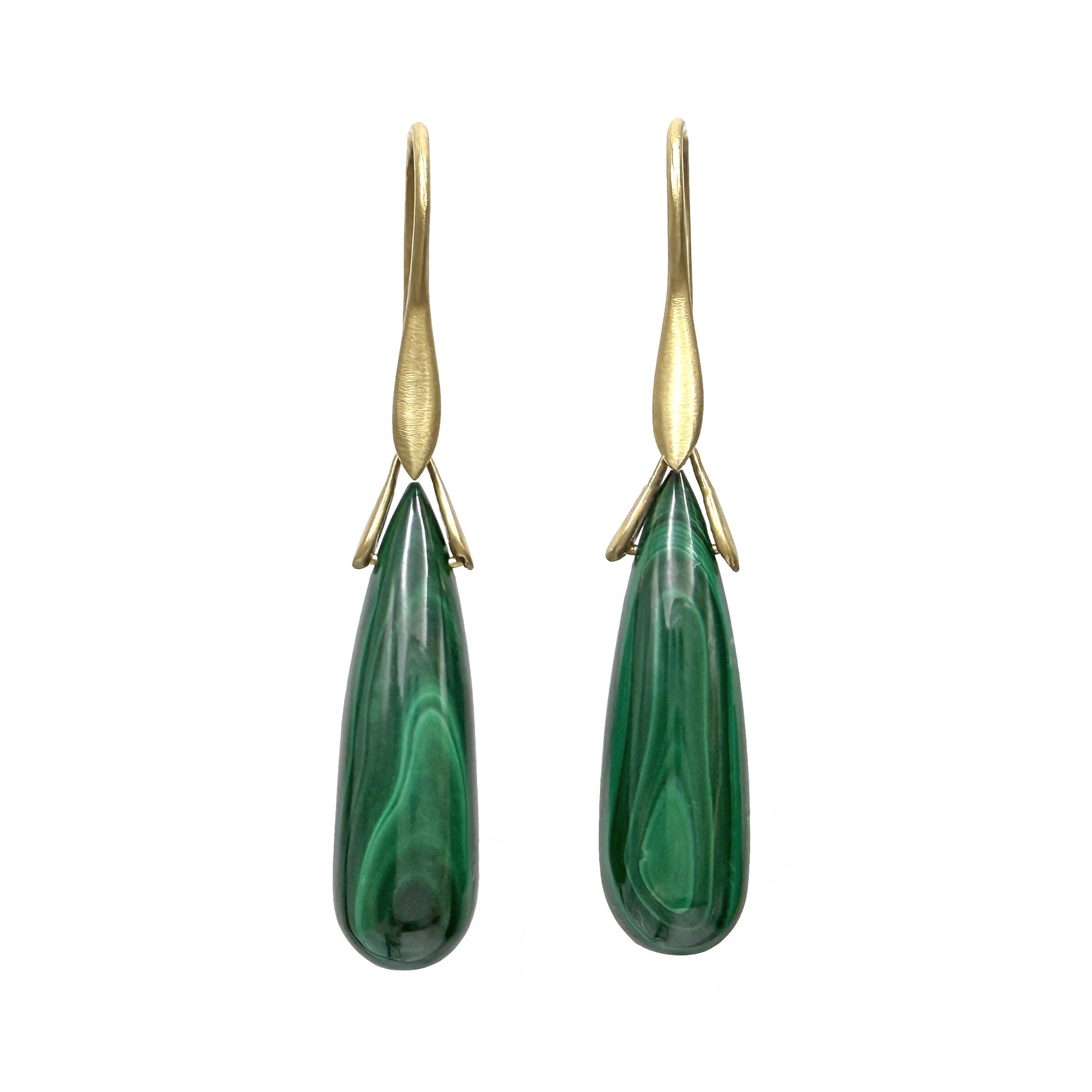 Malachite Briolette Trapeze Earrings