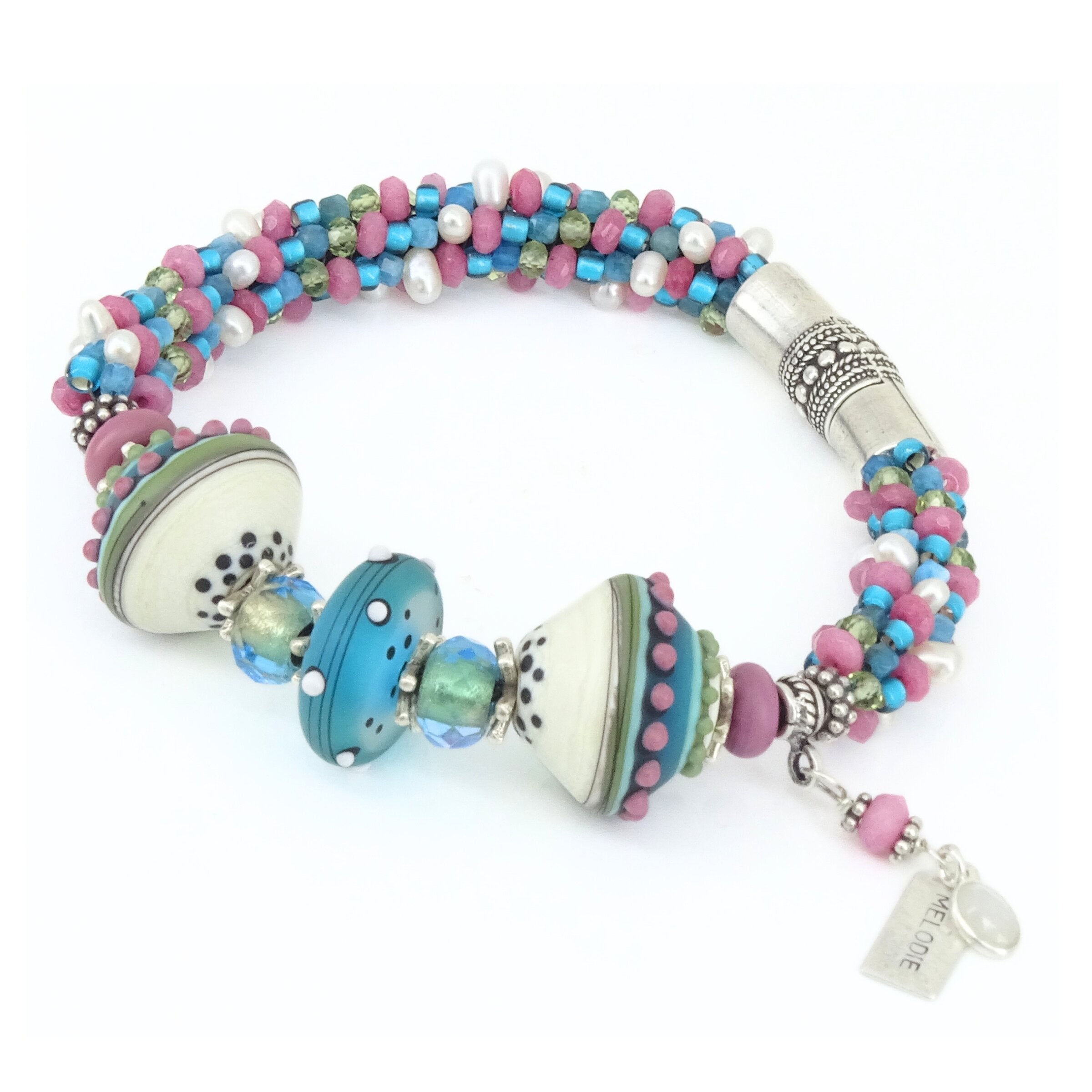 A Touch of Teal & Raspberry Bracelet