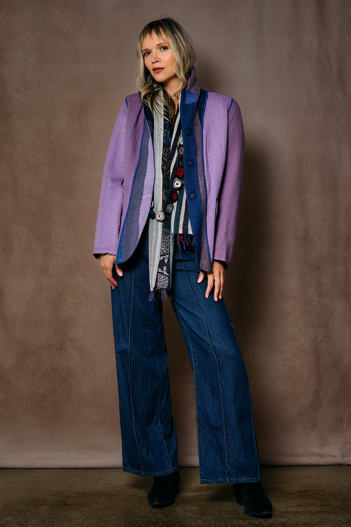 Stripe Patch Kantha Jacket