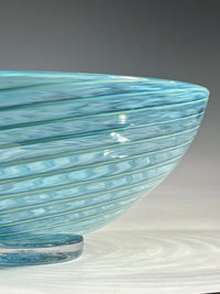 Footed Aqua Spiral Bowl