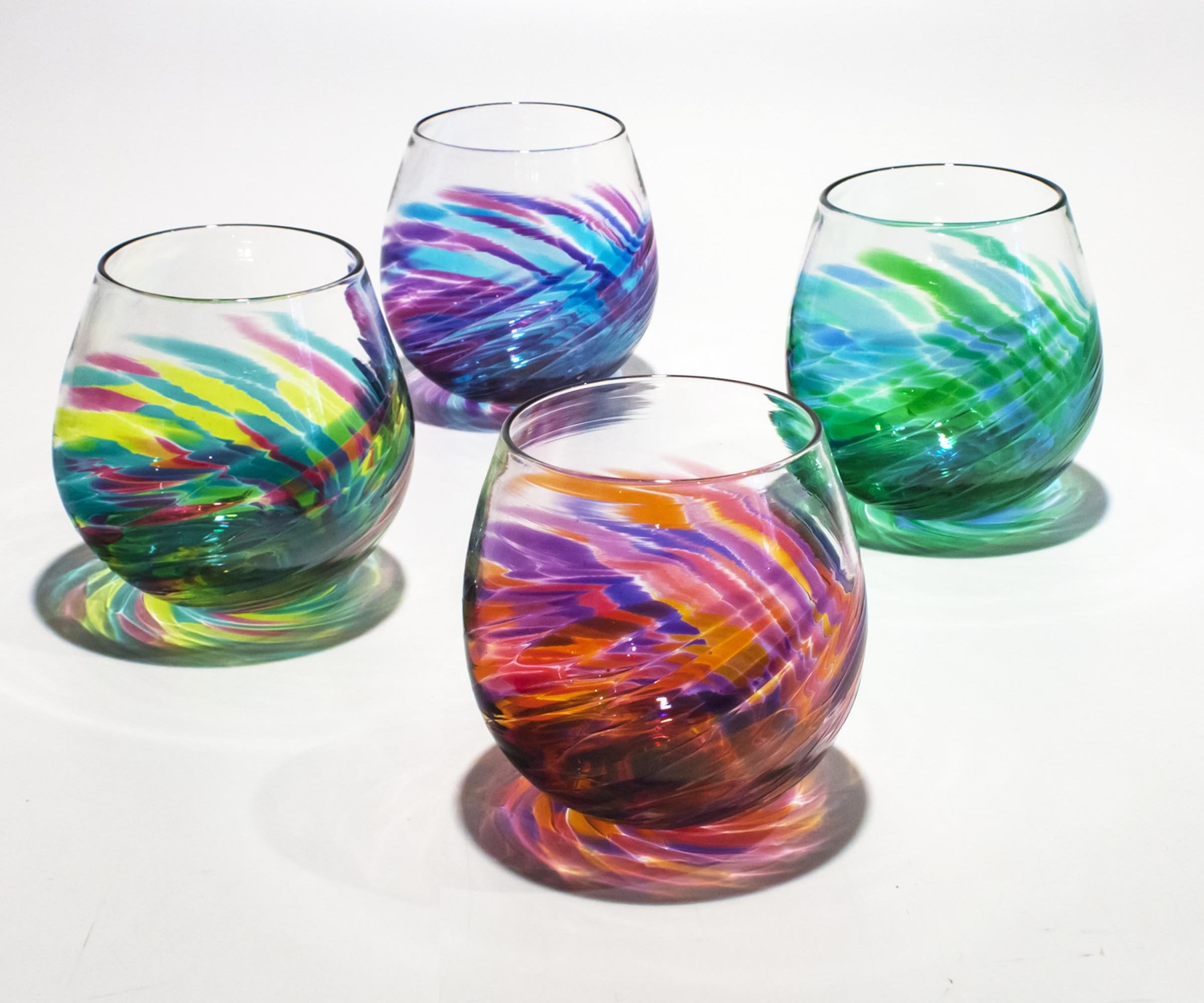 Vortex Stemless Wine Glass Set in Tradewinds