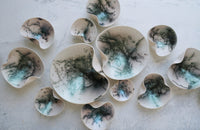 Raku Wall Sculpture Set with Green Luster, 16 Piece