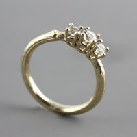 Three-Stone Sapphire Twig Ring with Yellow Gold