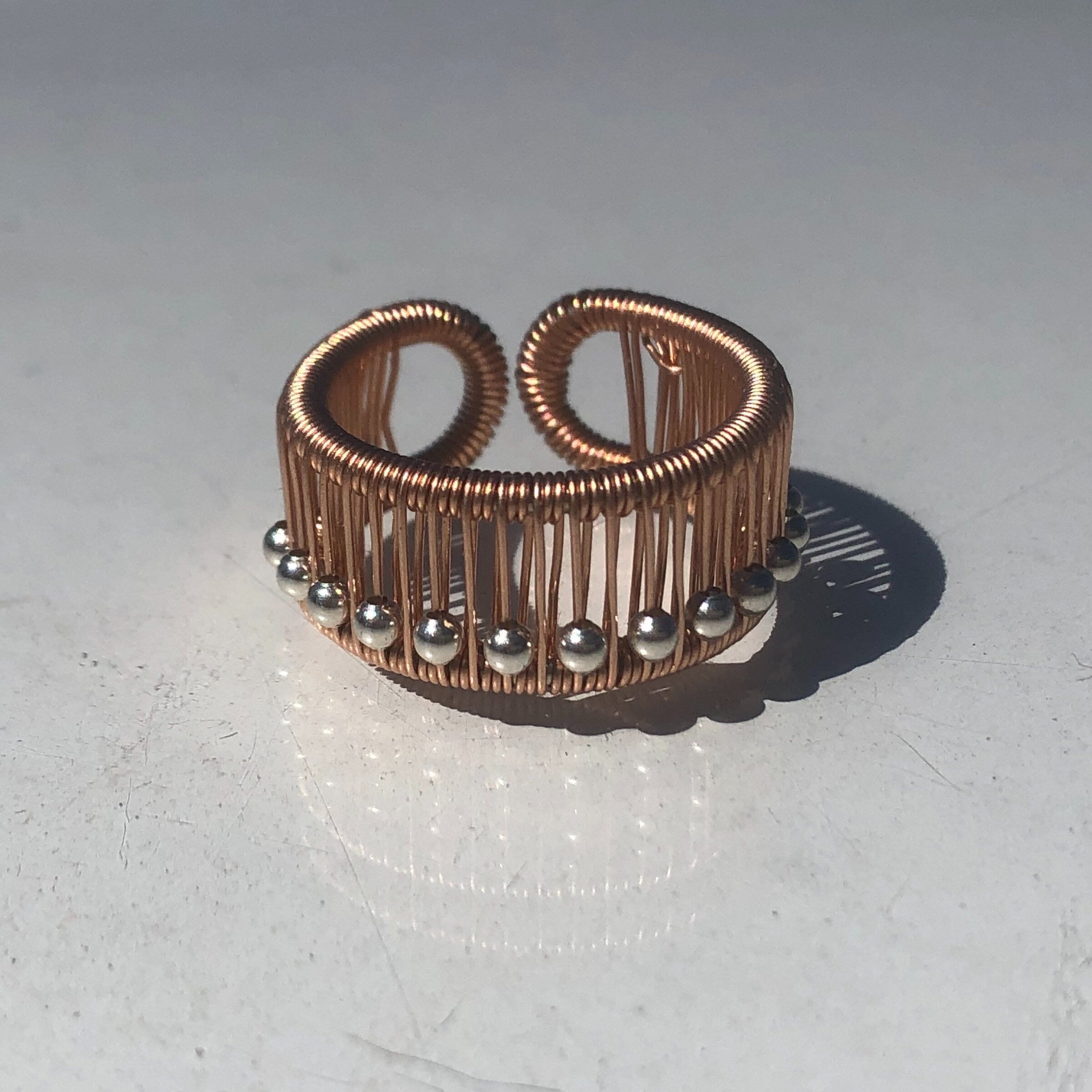 Copper Beads on Rose Gold-Filled Wire