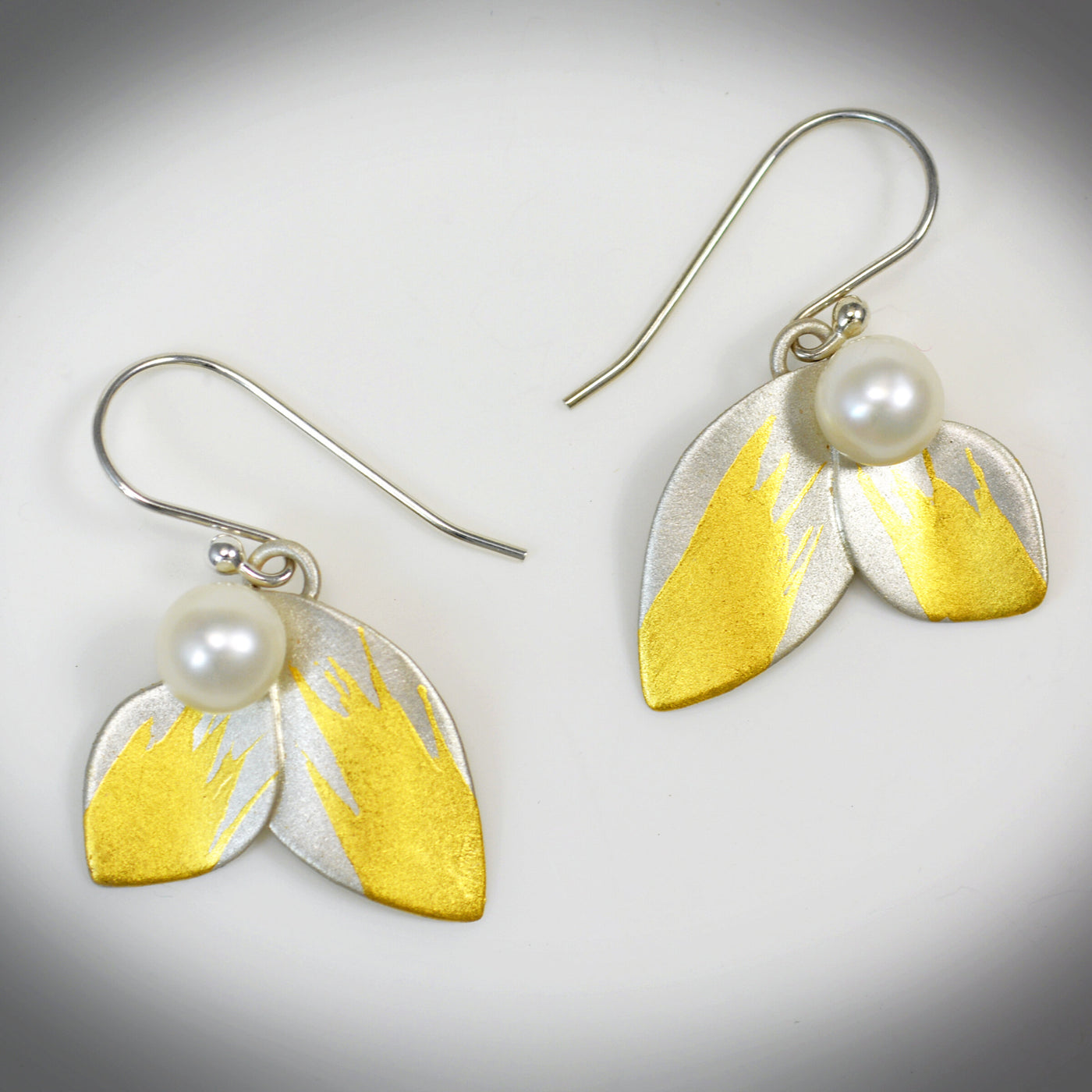 Double Pearl Leaf Earrings