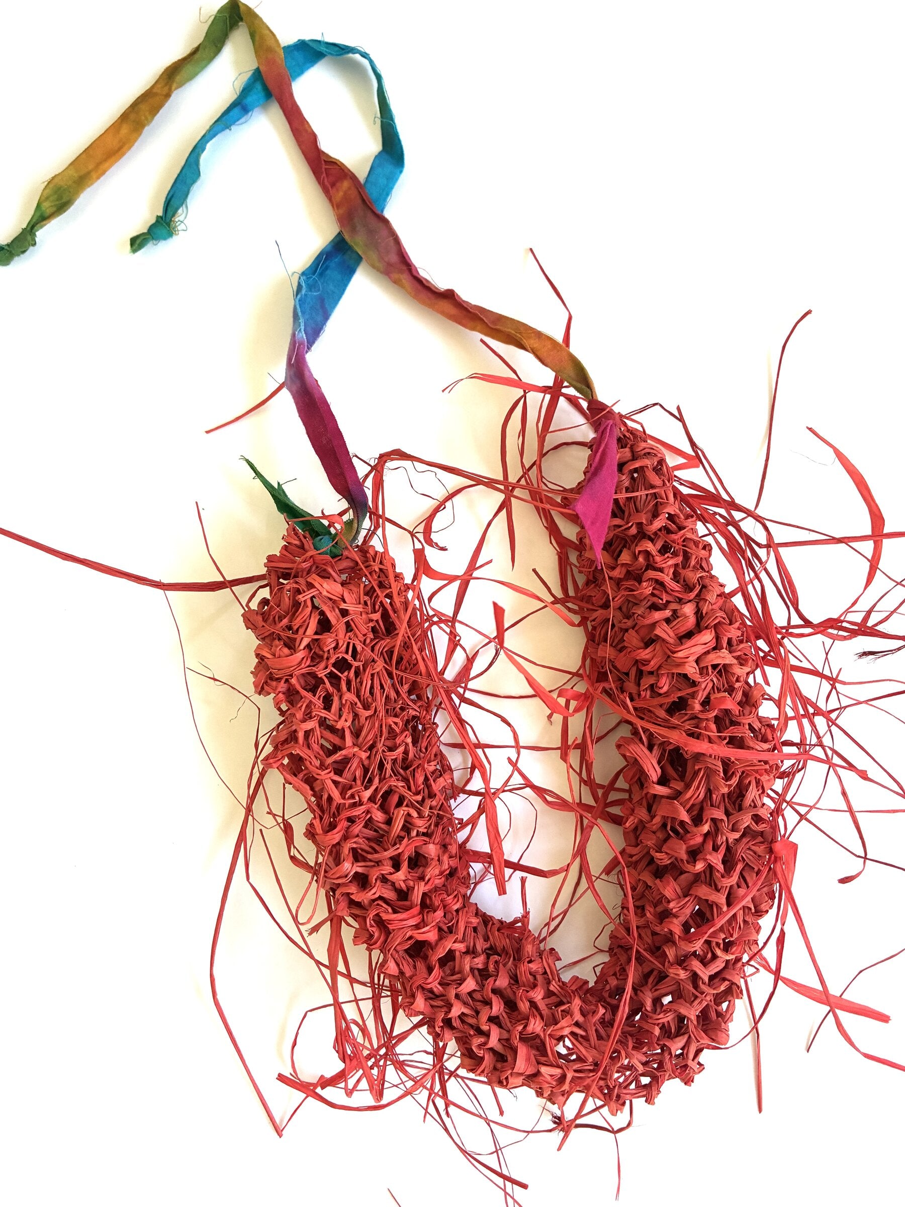 Wild Red Raffia Necklace