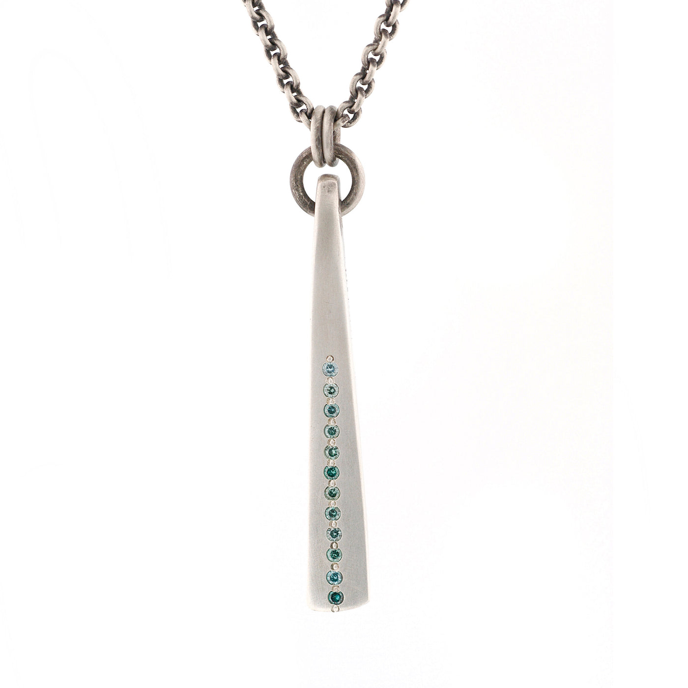 Long Blue Diamond Stick Pendant