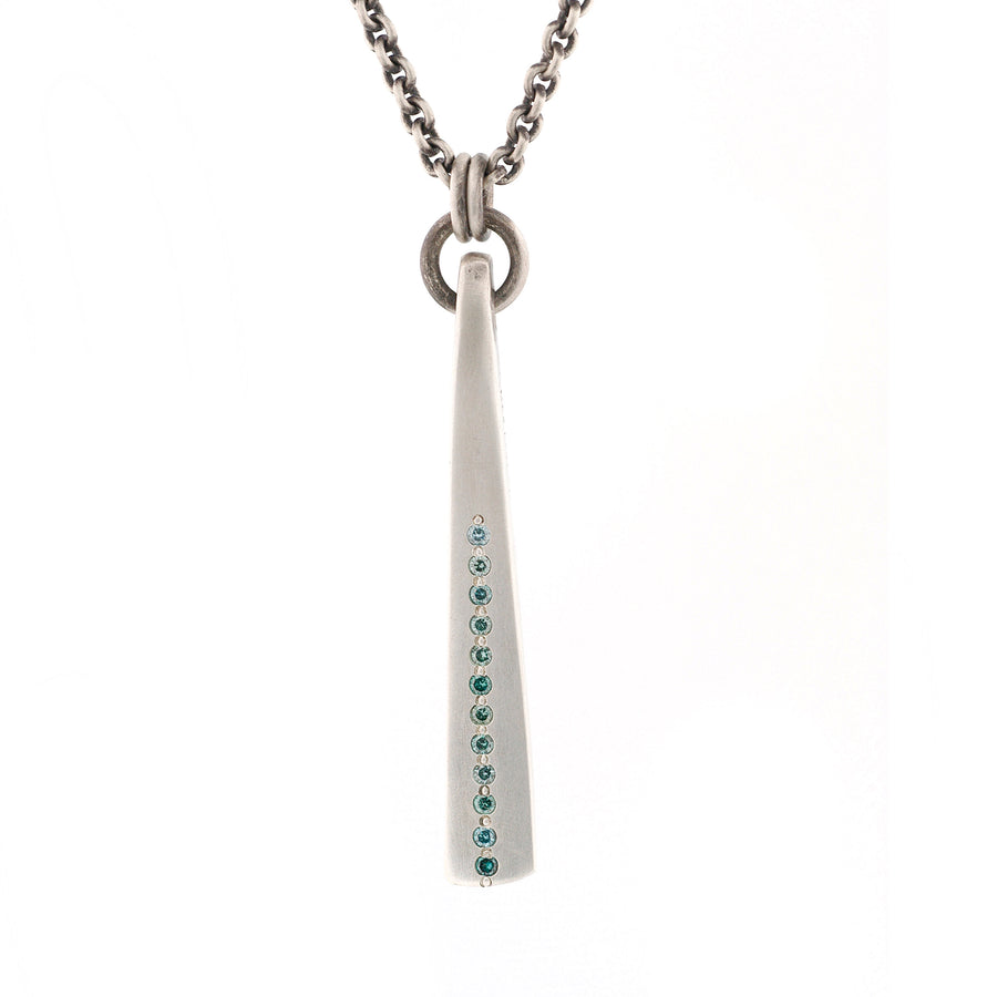 Long Blue Diamond Stick Pendant