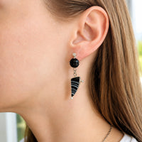 Midnight Tuxedo Agate Earrings