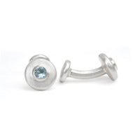 Aquamarine & Silver Cuff Links