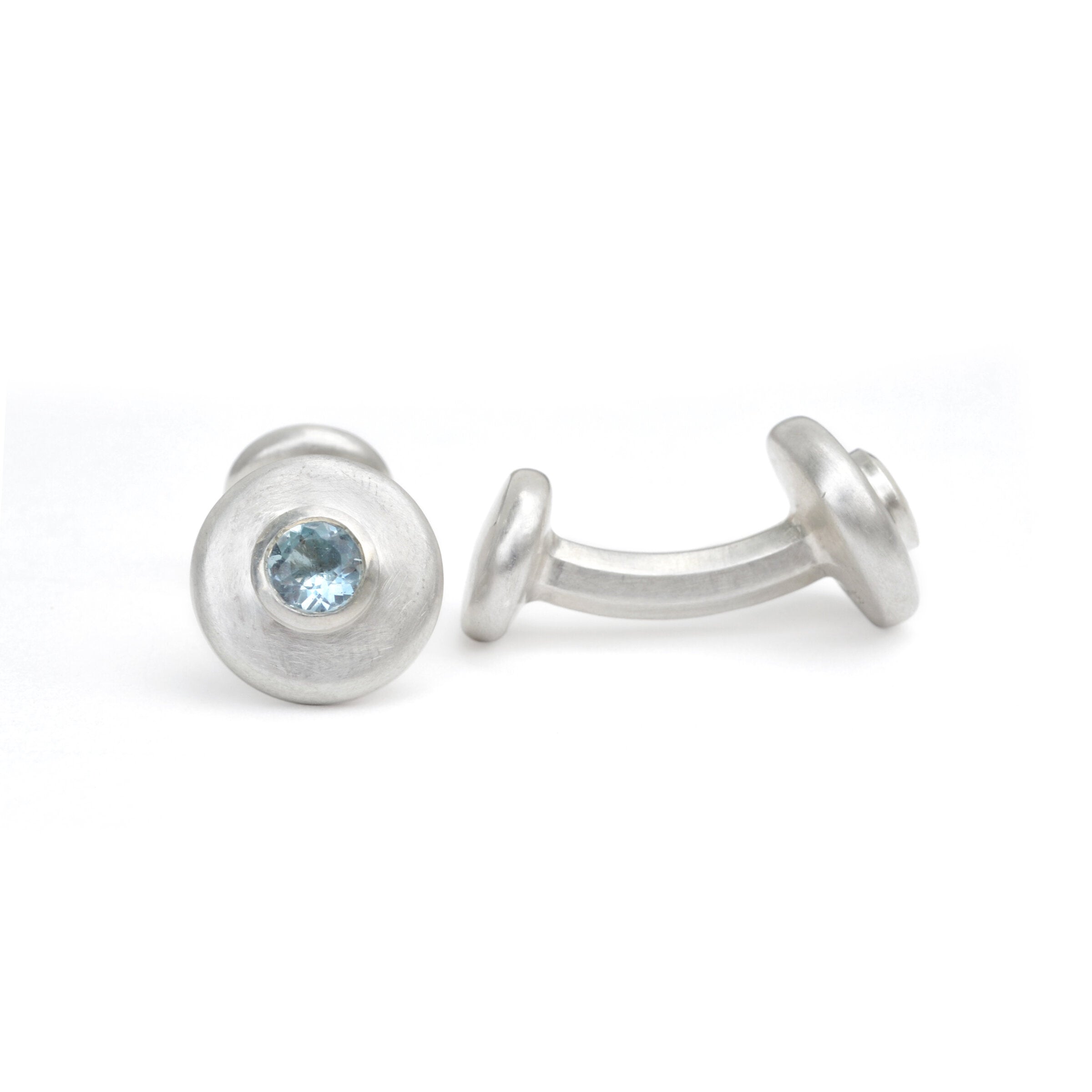 Aquamarine & Silver Cuff Links