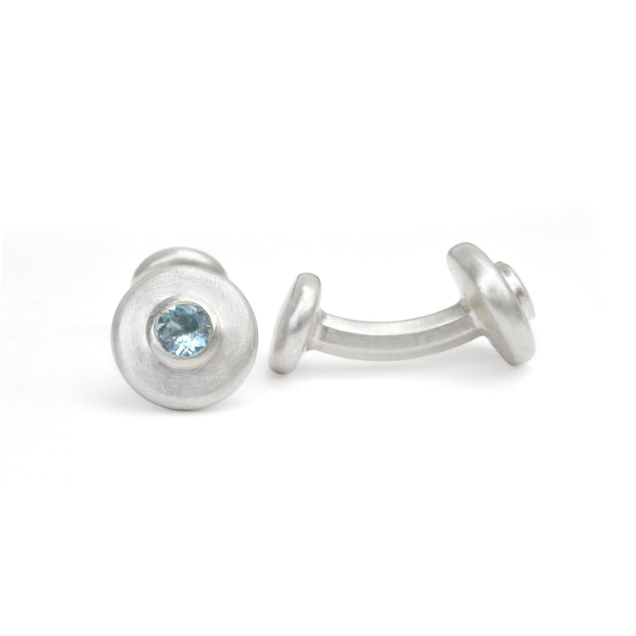 Aquamarine & Silver Cuff Links