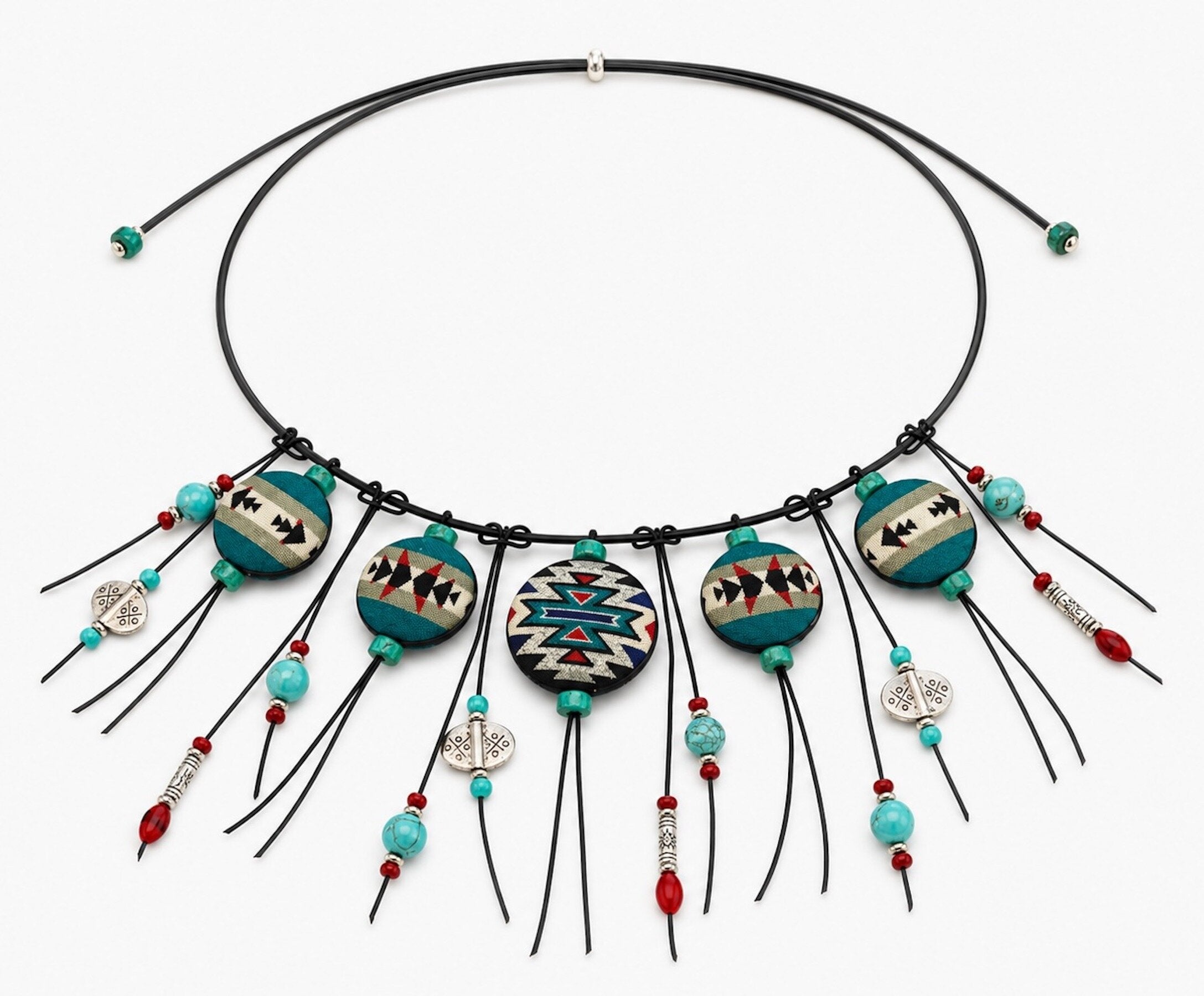 Southwestern Reversible Textile Necklace