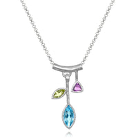 Small Blue Topaz Petal Necklace