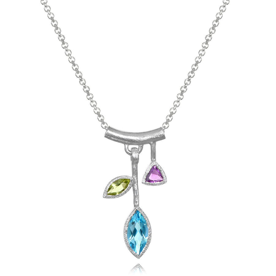 Small Blue Topaz Petal Necklace
