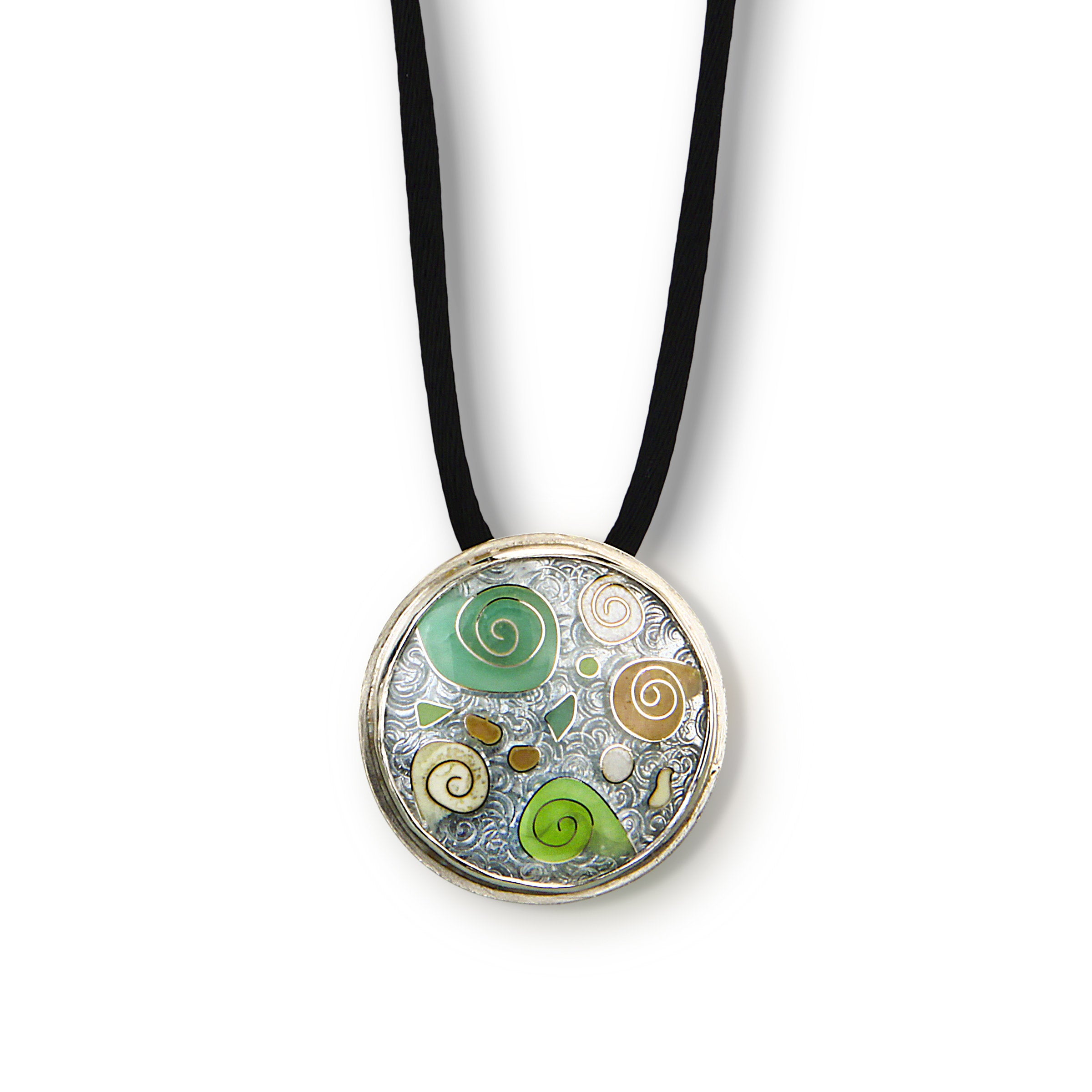 Floating Spirals Cloisonne Necklace