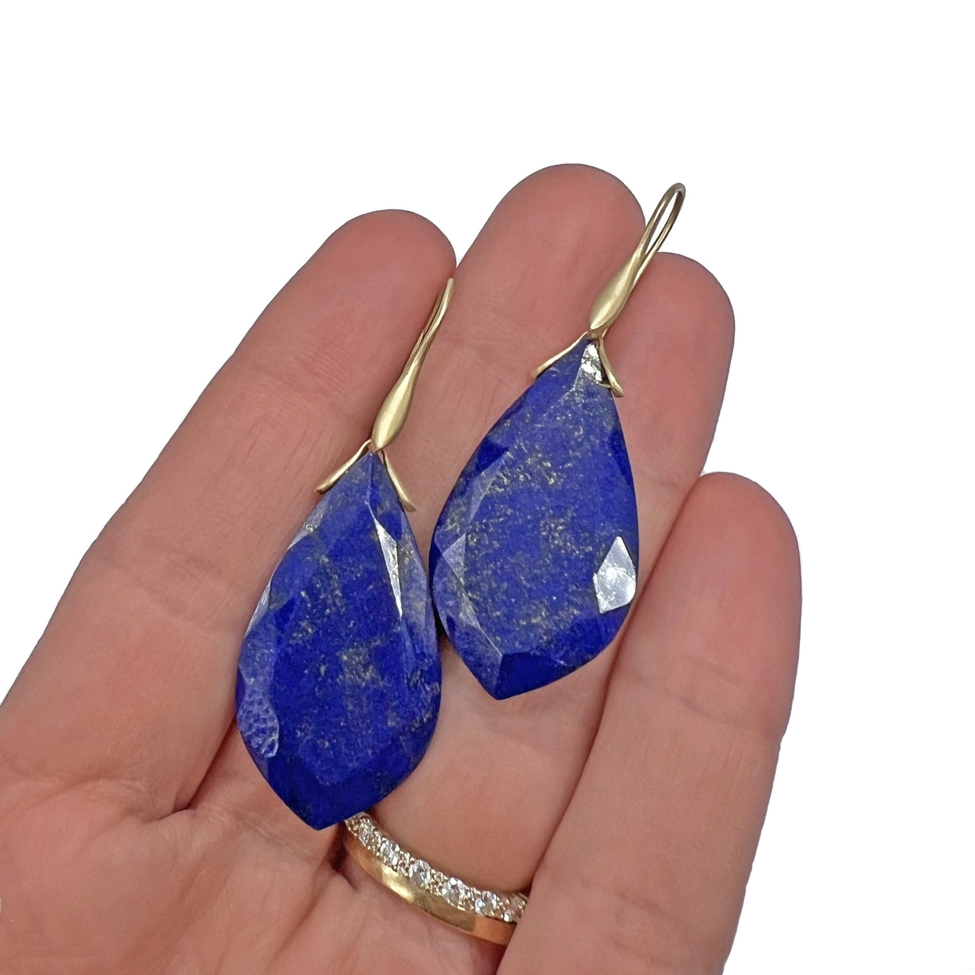 Lapis Leaf Trapeze Earrings