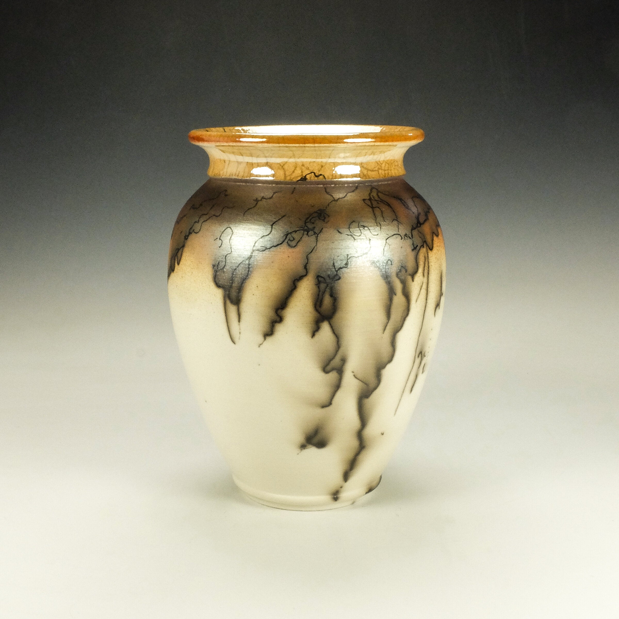 Tall Horsehair Raku Stoneware Vessel II